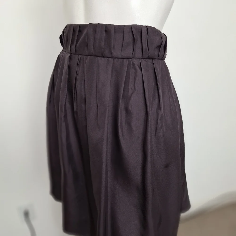 J. Crew Classic Raisin Purple Brown 100% Silk Aline Preppy Pleated Skirt Size 14